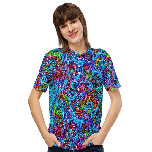 Synthetic Ocean on a Men's Slim Fit Polo Shirt