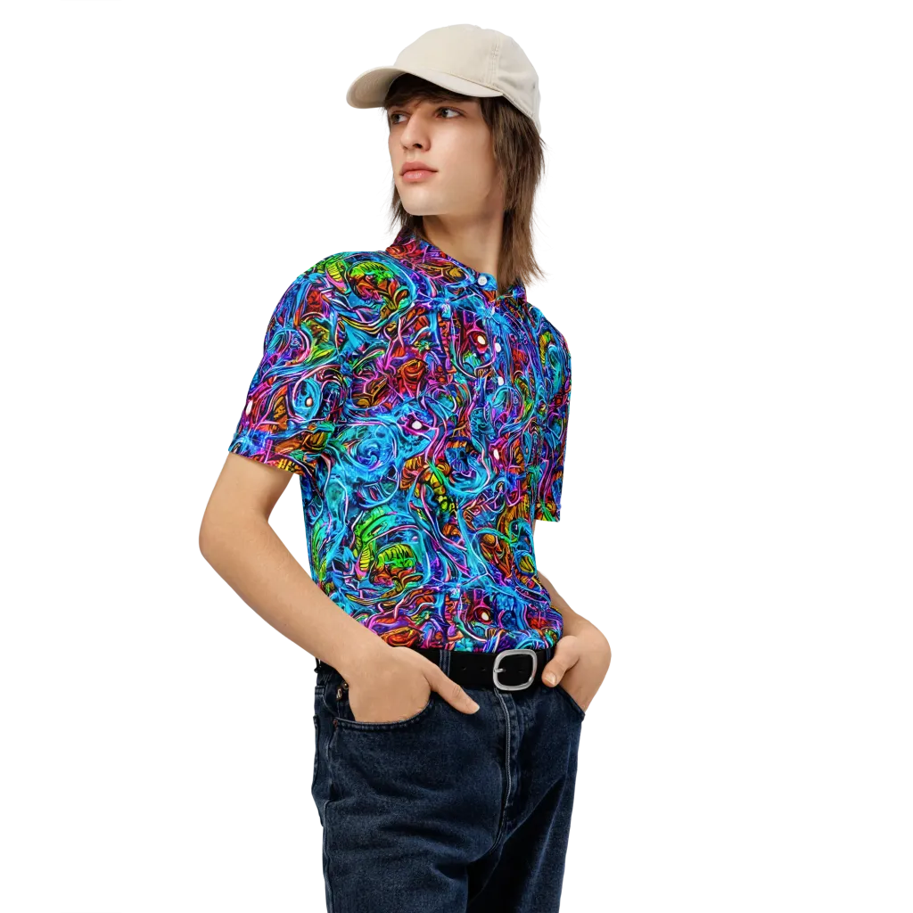 Synthetic Ocean on Men's Slim Fit Polo Shirt — Right Front