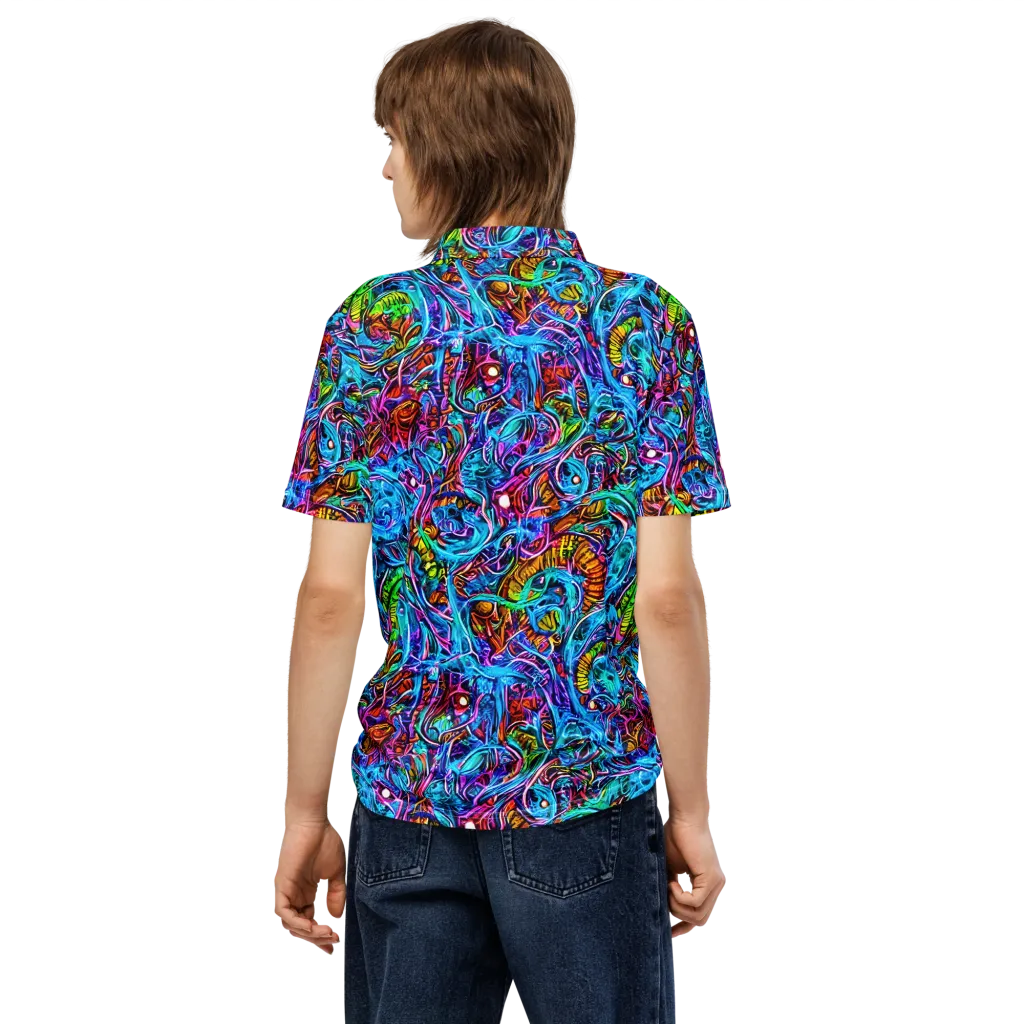 Synthetic Ocean on Men's Slim Fit Polo Shirt — Back