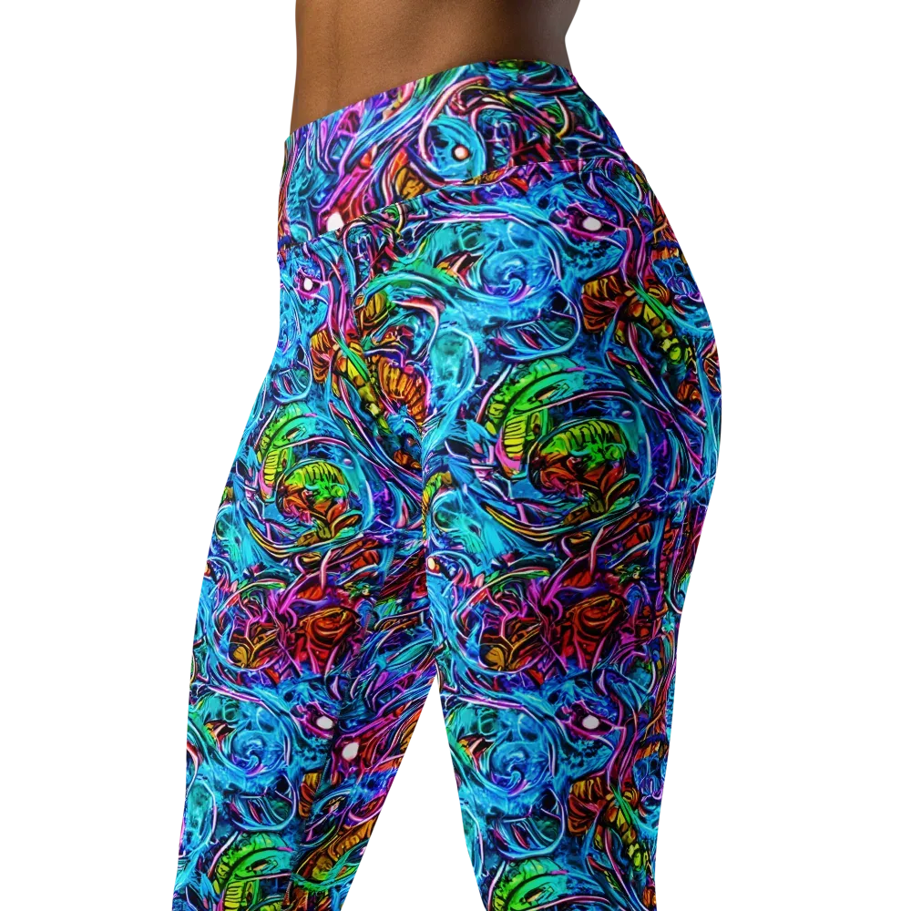 Synthetic Ocean on Yoga Leggings — Left Front