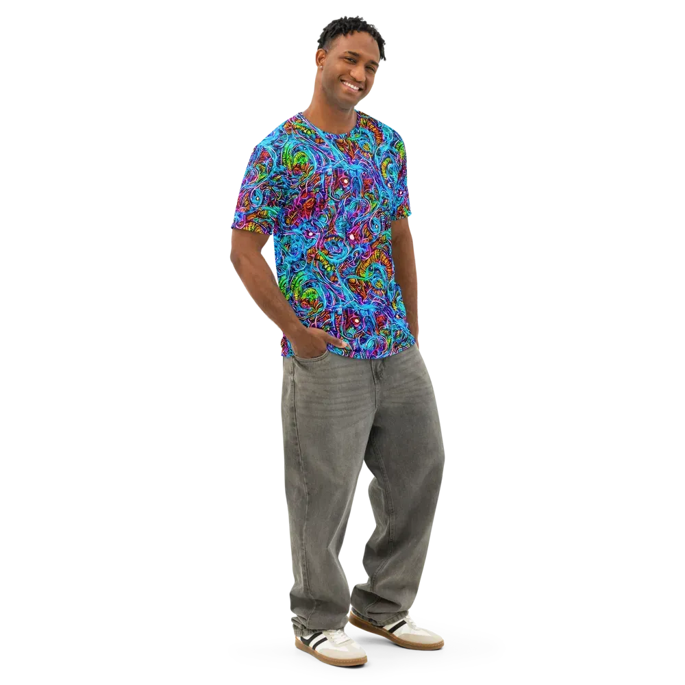 Synthetic Ocean on Men's Cotton Crew Neck T-Shirt — Right Front