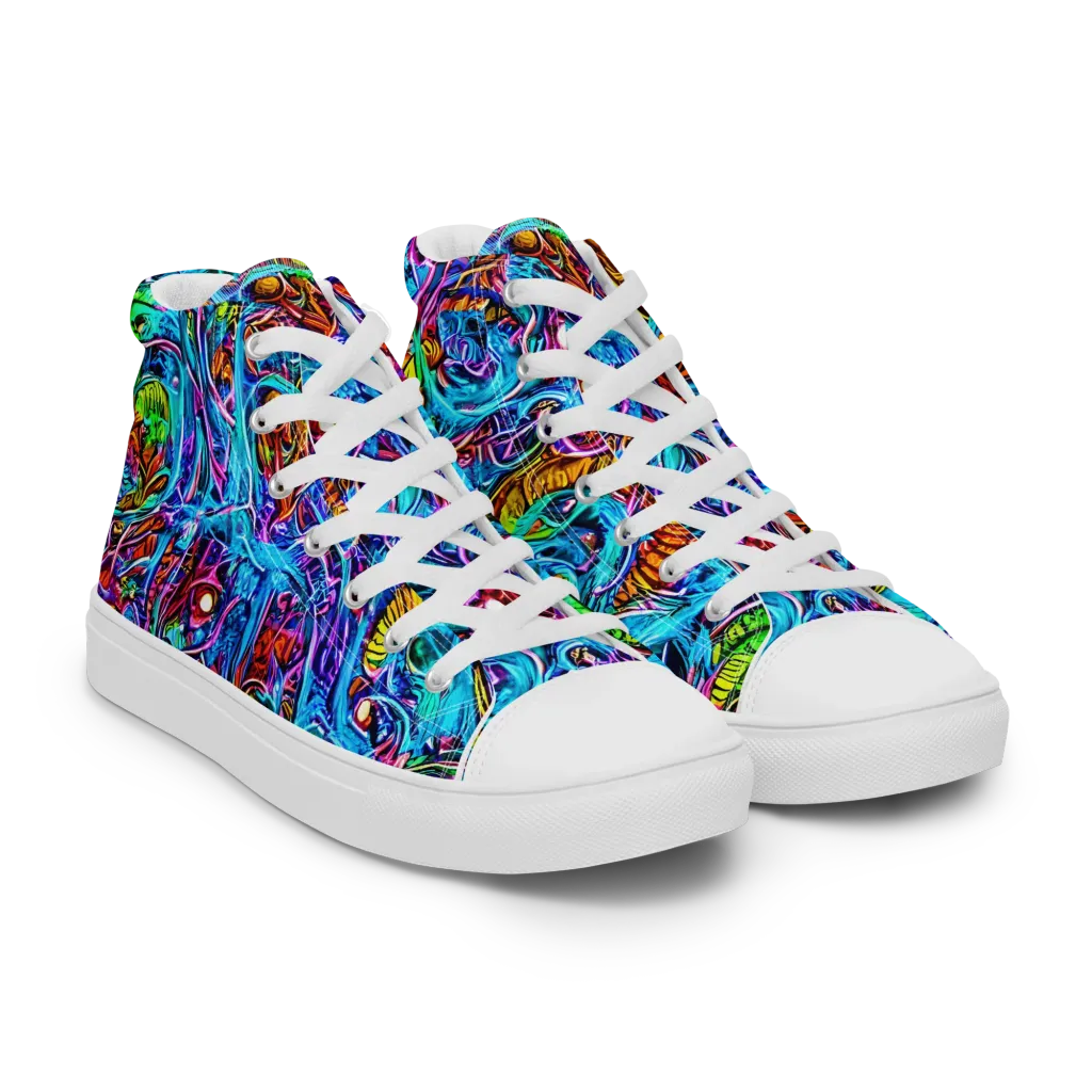 Synthetic Ocean on Men's High Top Canvas Shoes — Right Front