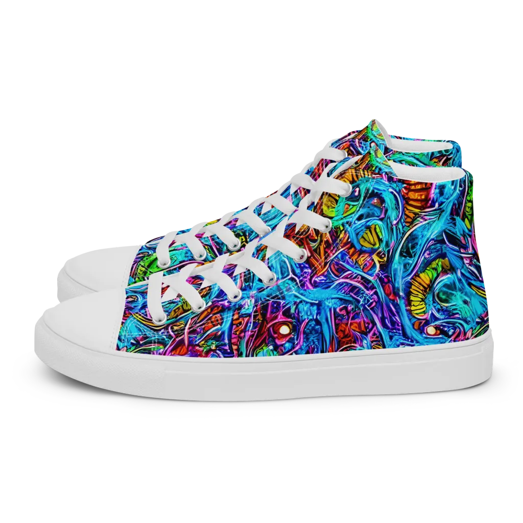 Synthetic Ocean on Men's High Top Canvas Shoes — Left