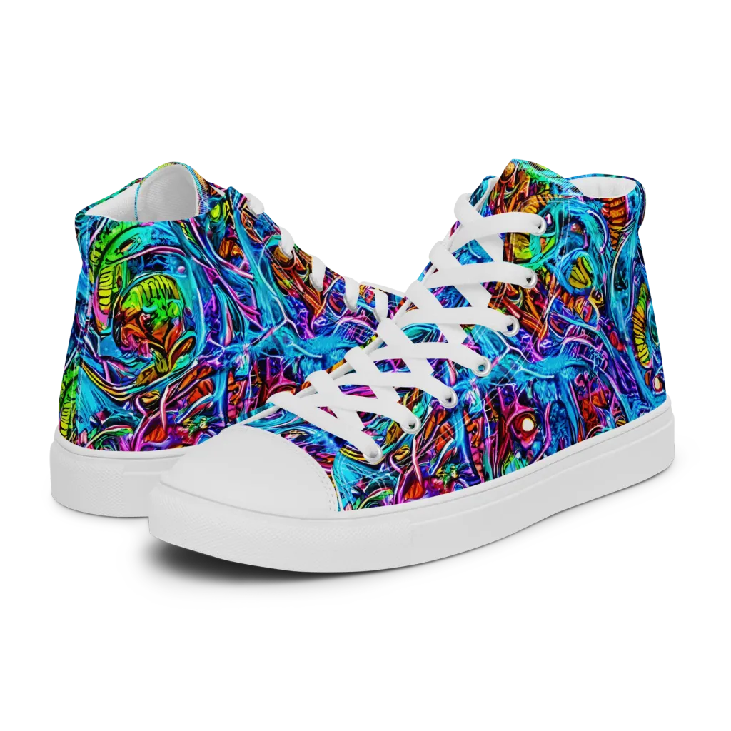 Synthetic Ocean on Men's High Top Canvas Shoes — Left
