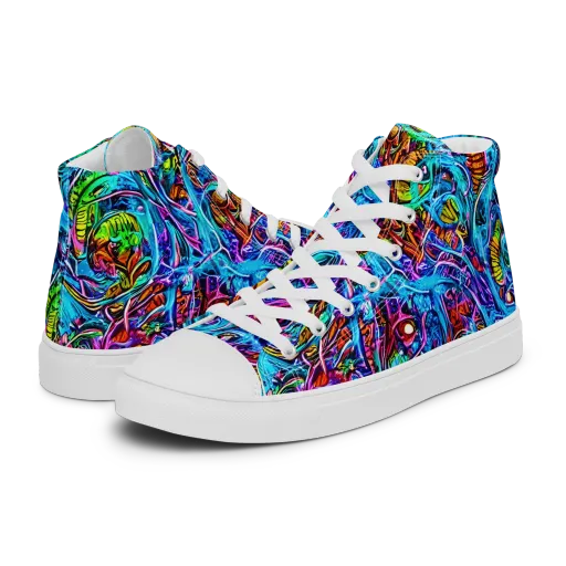 Synthetic Ocean on a Men's High Top Canvas Shoes