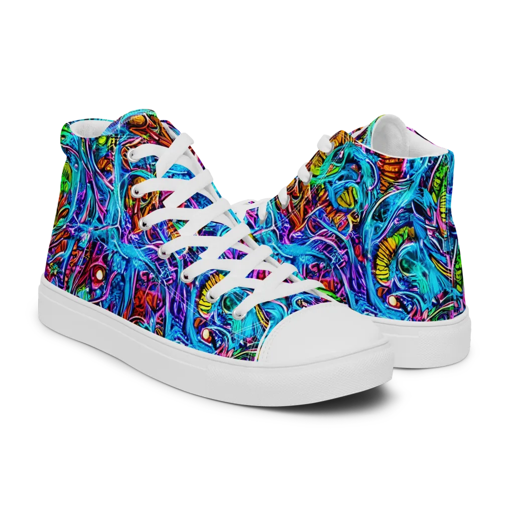 Synthetic Ocean on Men's High Top Canvas Shoes — Right