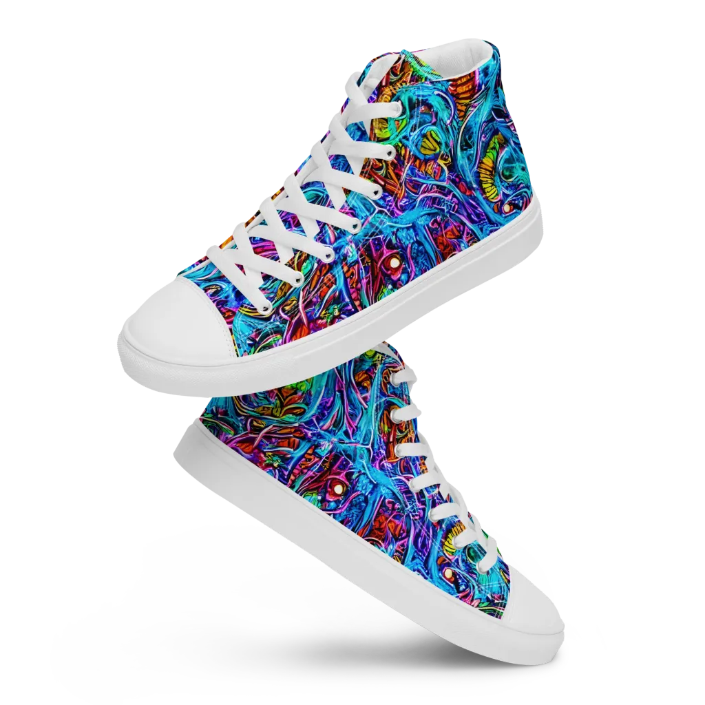 Synthetic Ocean on Men's High Top Canvas Shoes — Front