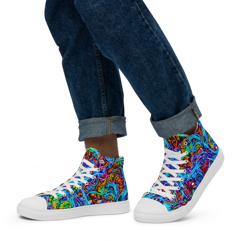 Synthetic Ocean on Men's High Top Canvas Shoes — Left