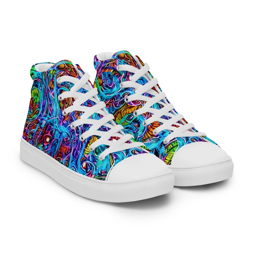 Synthetic Ocean on Women's High Top Canvas Shoes — Right Front