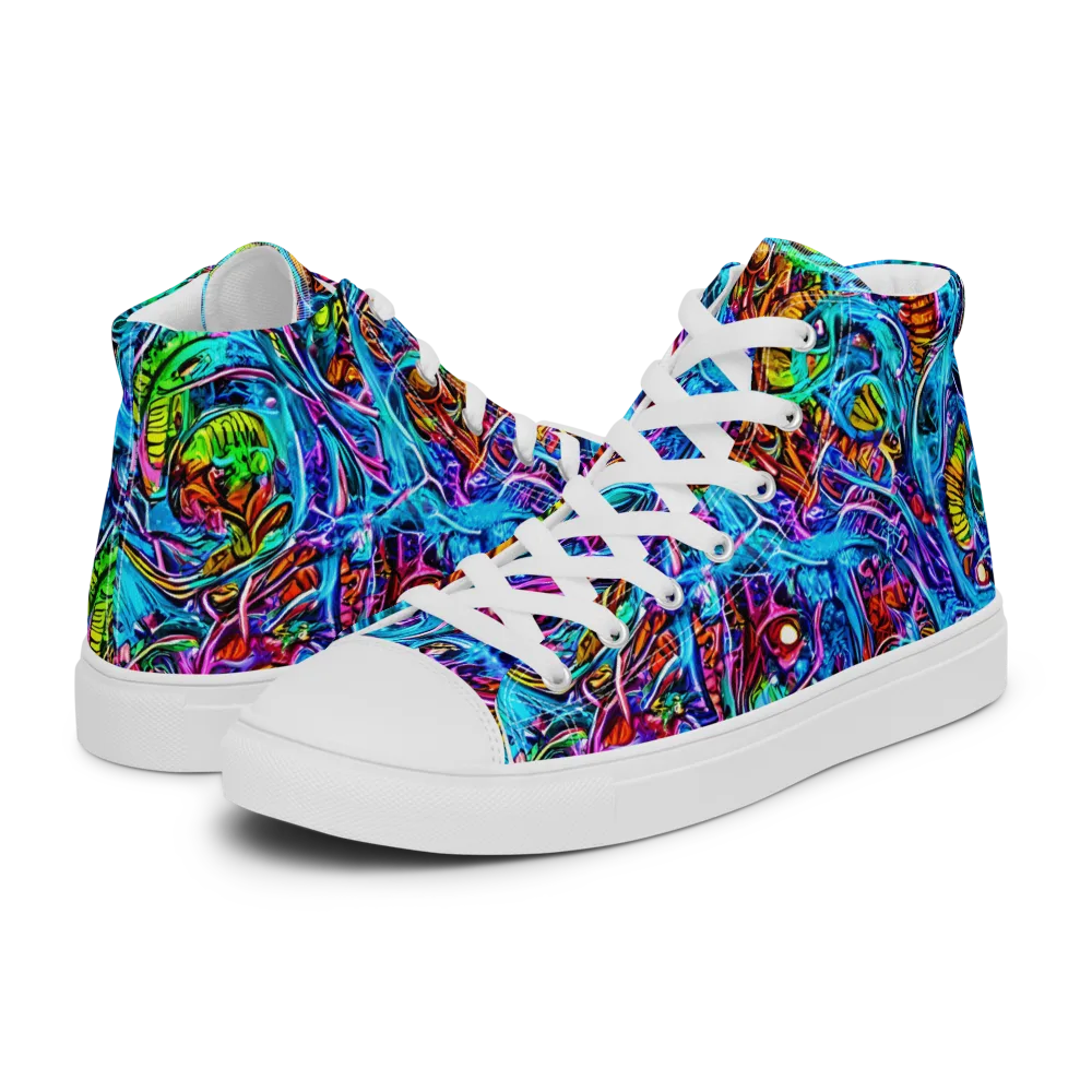 Synthetic Ocean on Women's High Top Canvas Shoes — Left