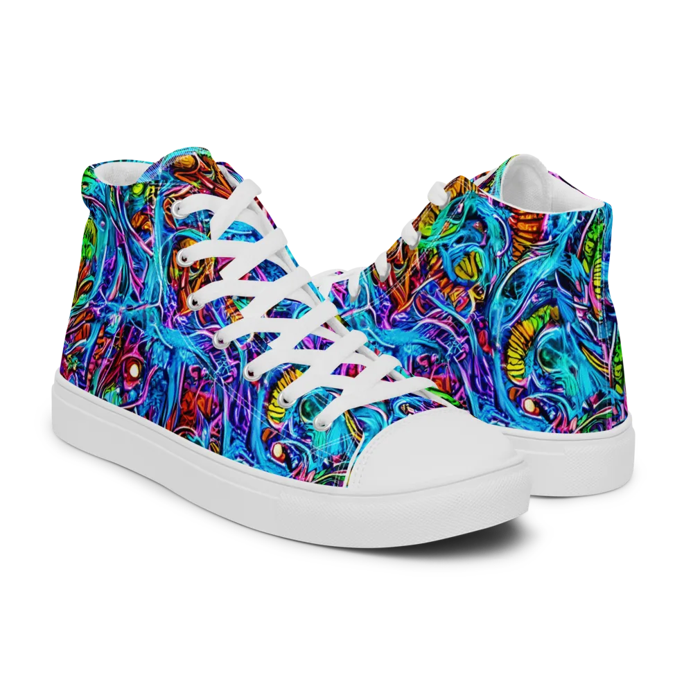 Synthetic Ocean on Women's High Top Canvas Shoes — Right