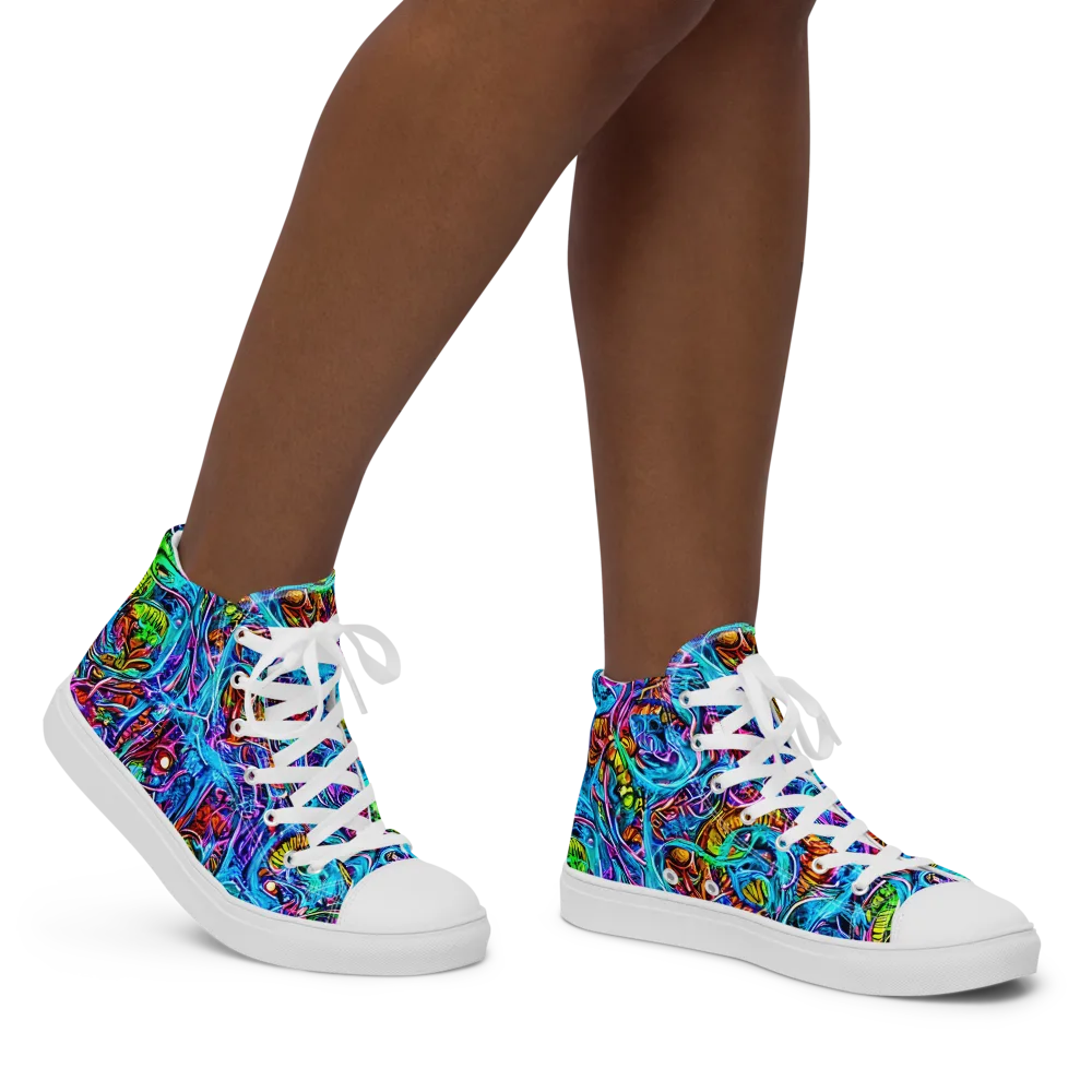 Synthetic Ocean on Women's High Top Canvas Shoes — Right