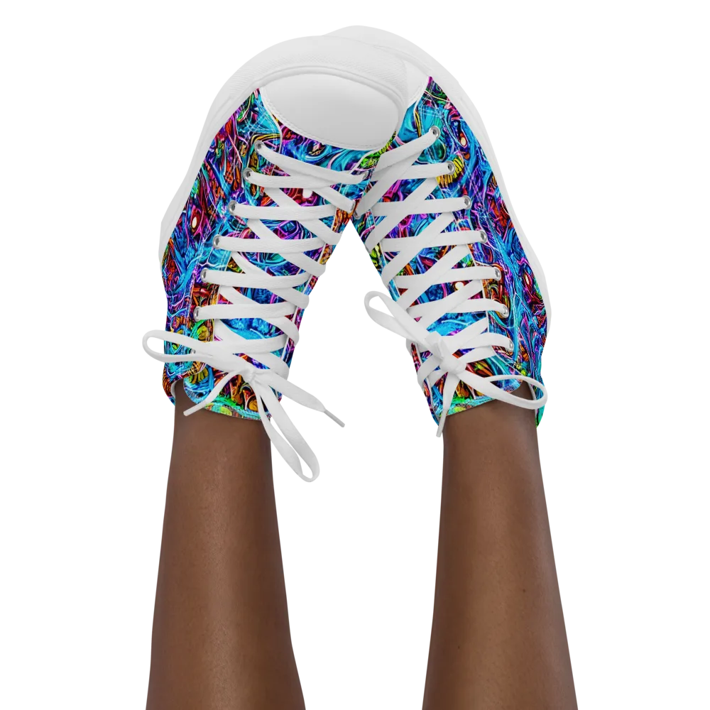 Synthetic Ocean on Women's High Top Canvas Shoes — Front