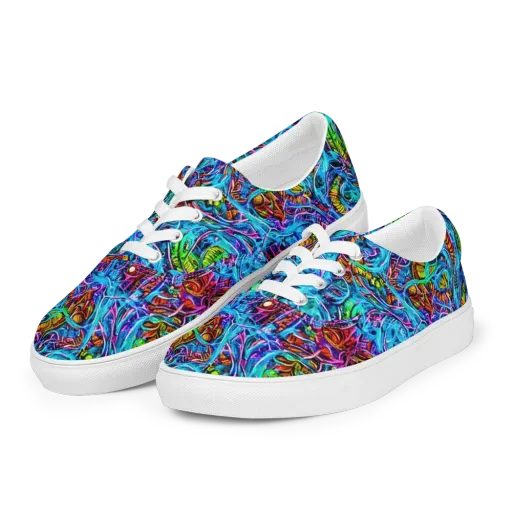 Synthetic Ocean on a Men's Lace-Up Canvas Shoes