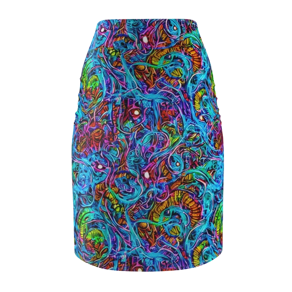 Synthetic Ocean on Pencil Skirt — Back