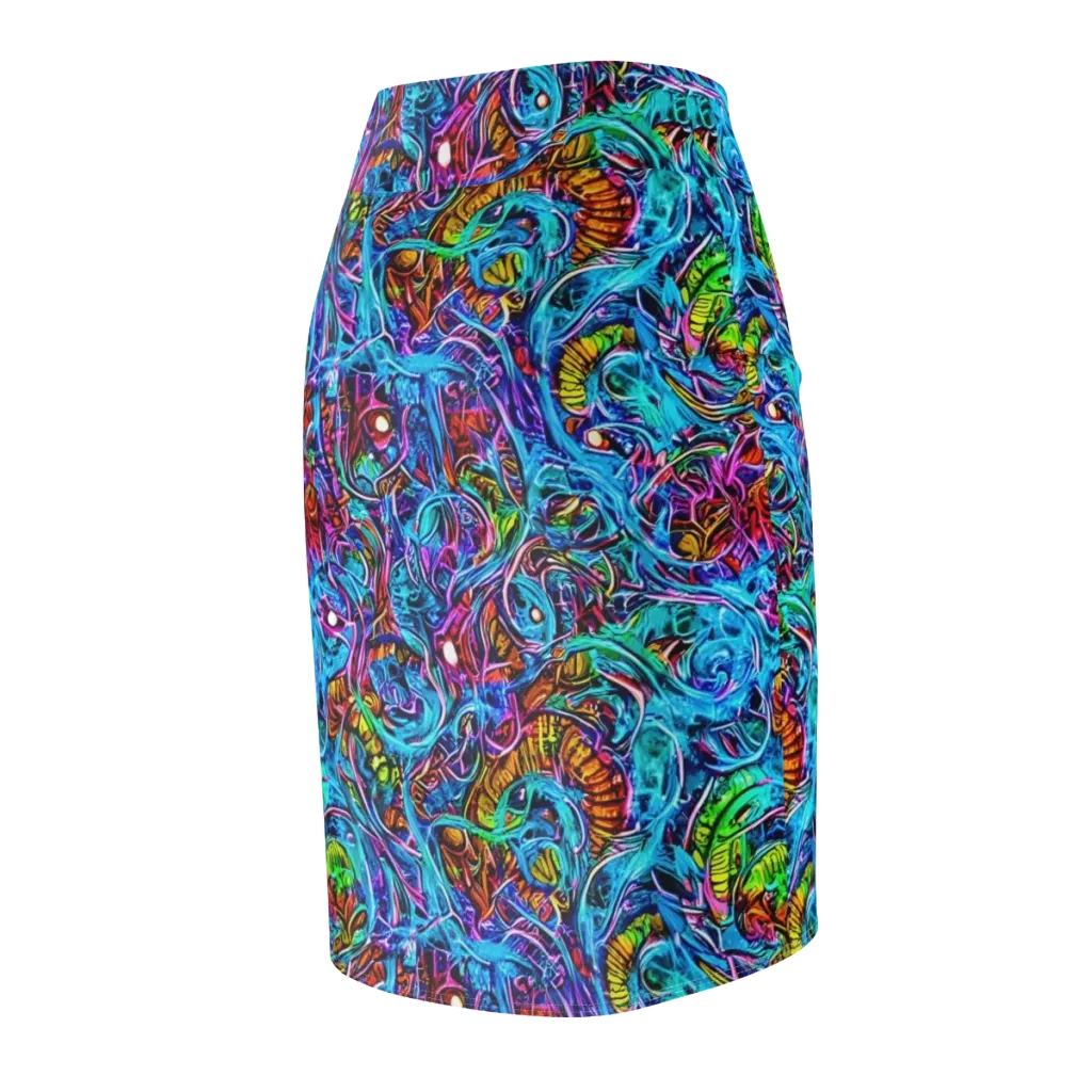 Synthetic Ocean on Pencil Skirt — Back Side