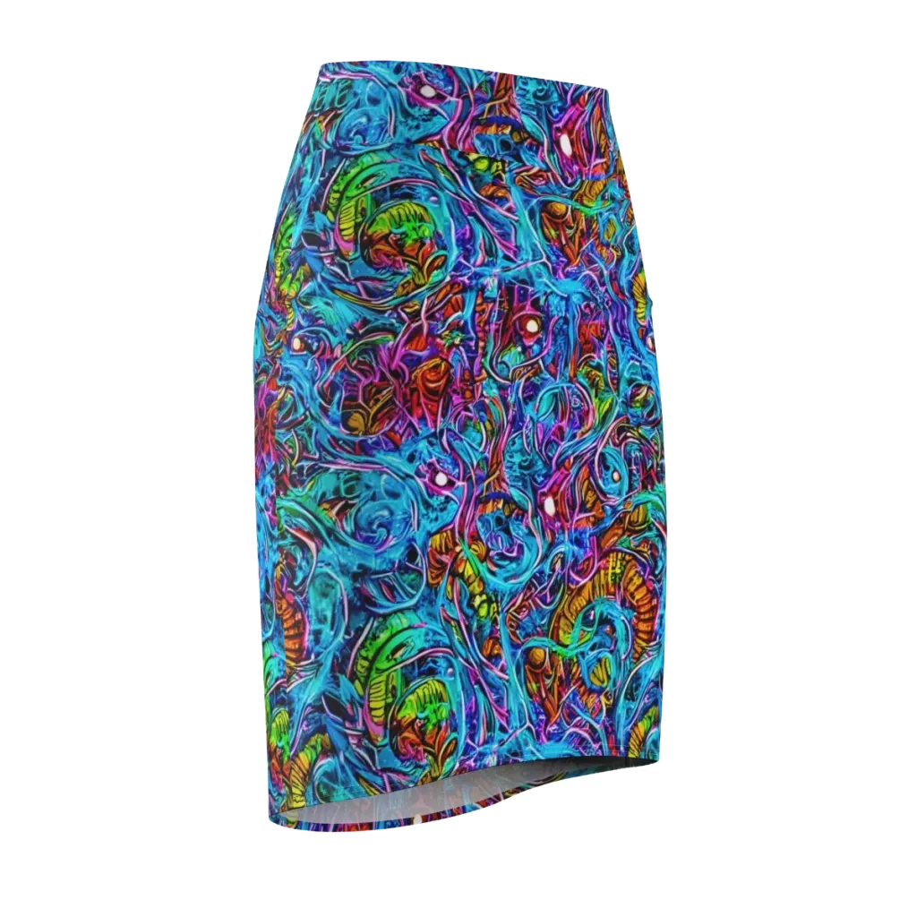 Synthetic Ocean on Pencil Skirt — Front Side