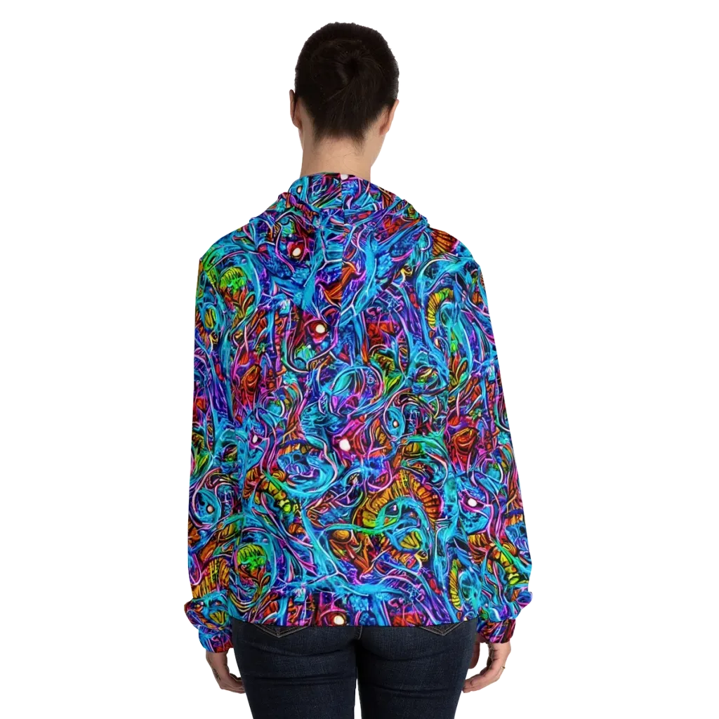 Synthetic Ocean on Women's Full-Zip Hoodie — Back On Person