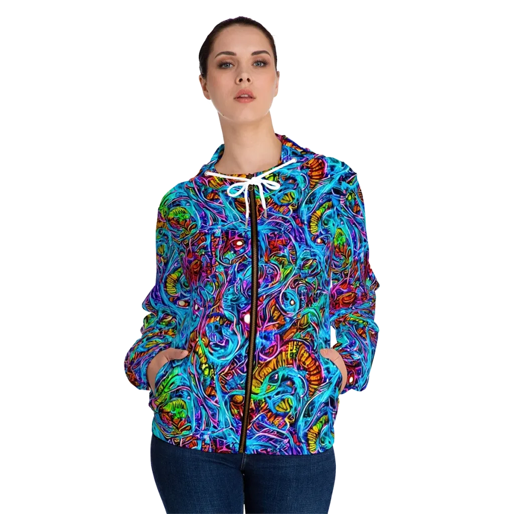 Synthetic Ocean on Women's Full-Zip Hoodie — Front On Person