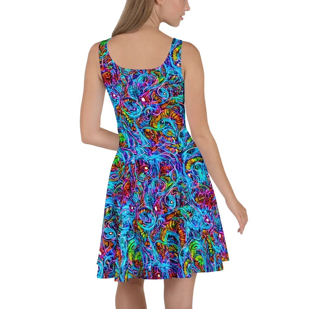 Synthetic Ocean on Skater Dress — Back