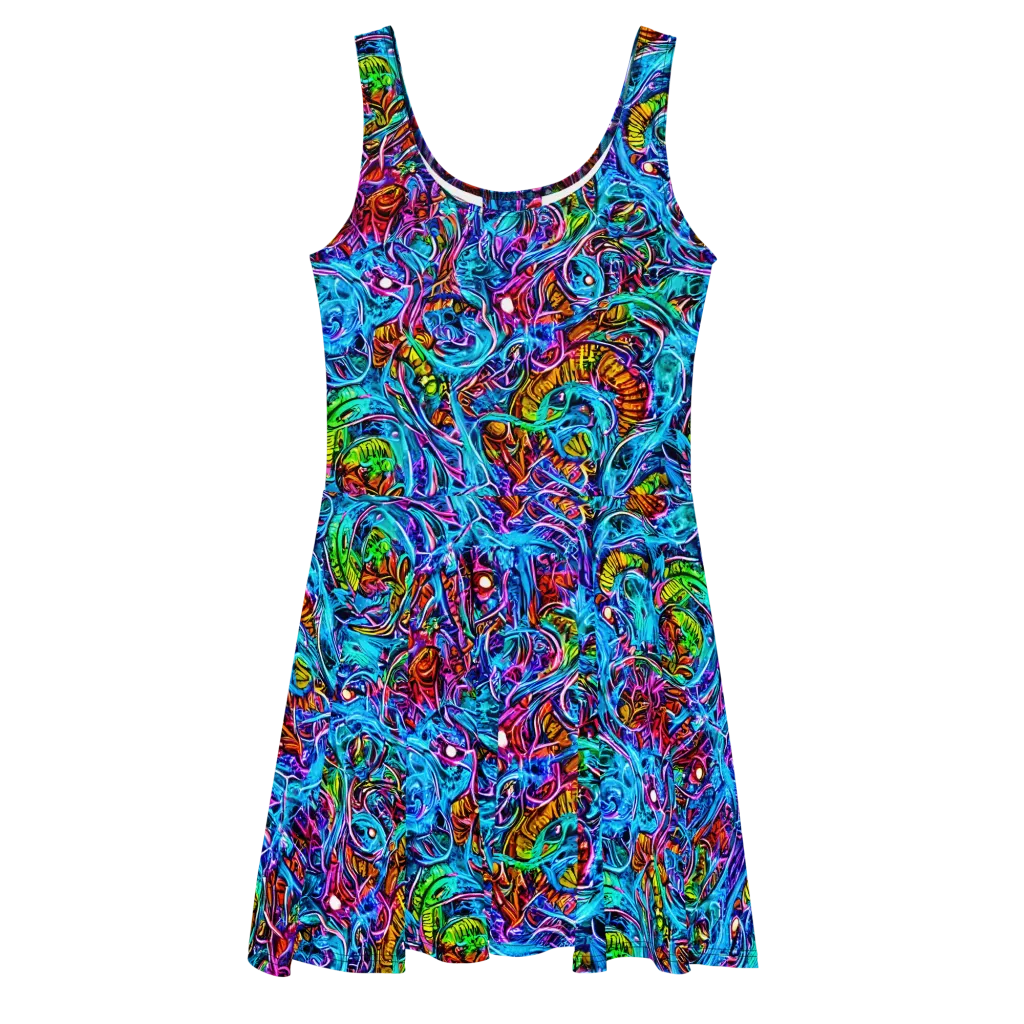 Synthetic Ocean on Skater Dress — Front