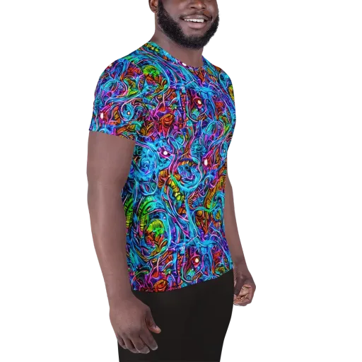 Synthetic Ocean on a Men's Athletic T-Shirt