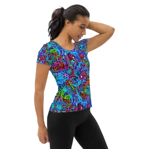 Synthetic Ocean on a Women's Athletic T-Shirt