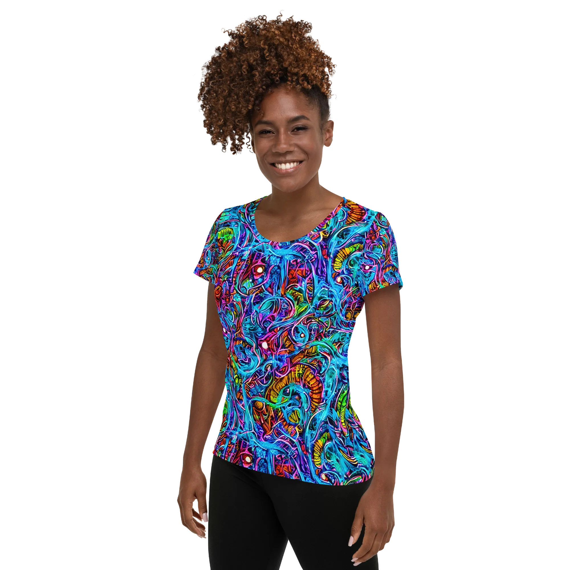 Synthetic Ocean on Women's Athletic T-Shirt — Left