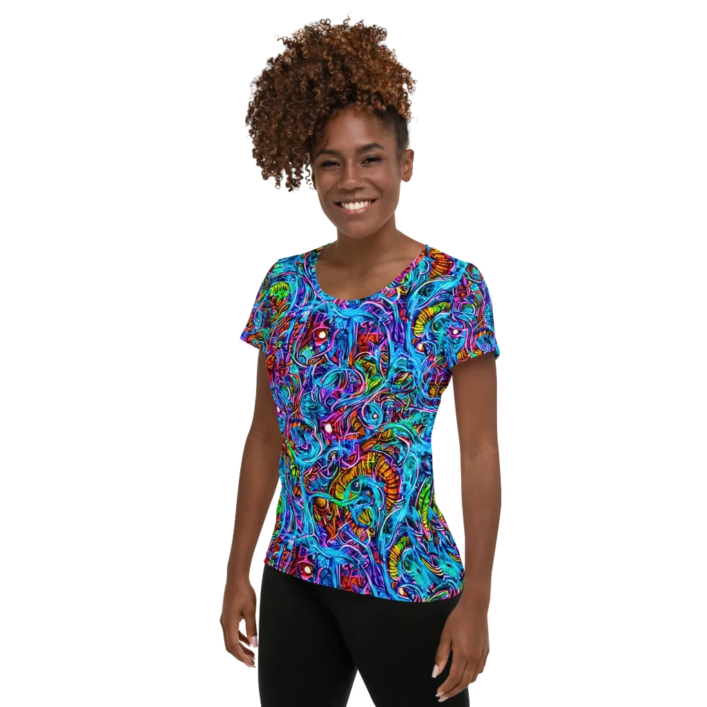 Synthetic Ocean on Women's Athletic T-Shirt — Left