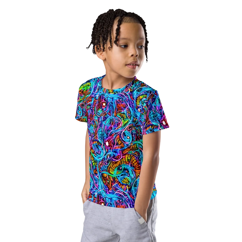 Synthetic Ocean on Kids Crew Neck T-Shirt — Left Front