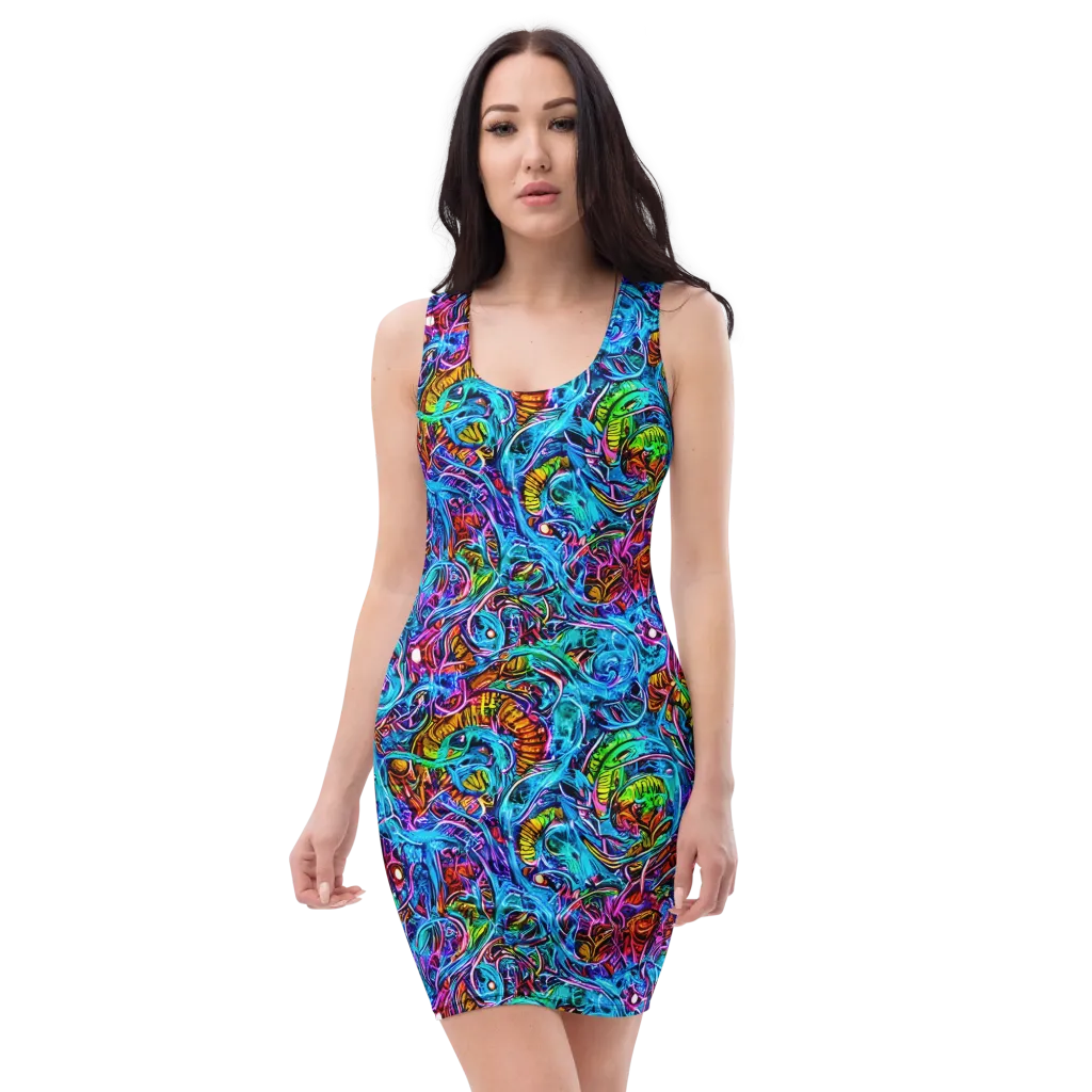 Synthetic Ocean on Bodycon Dress — Front