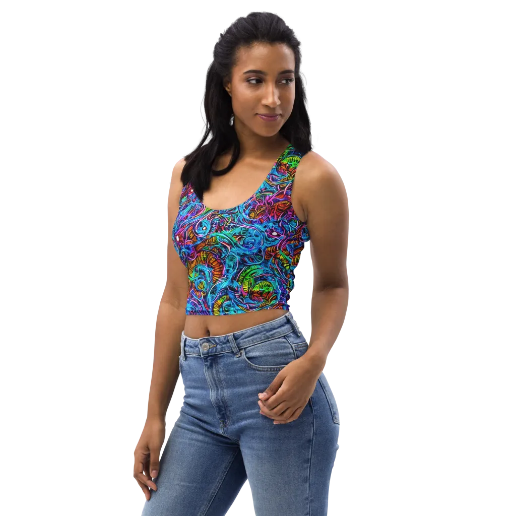 Synthetic Ocean on Crop Top — Left Front