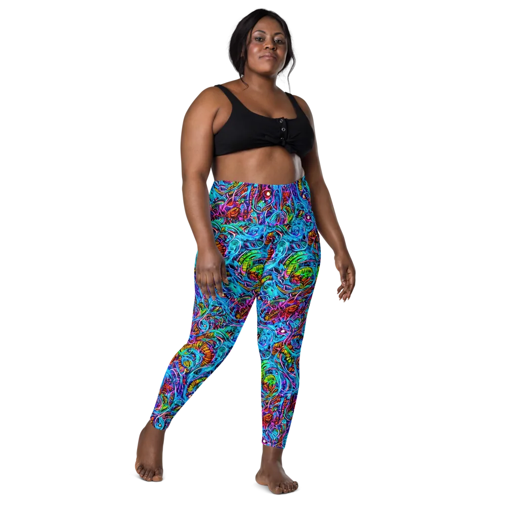 Synthetic Ocean on Leggings with Pockets — Front