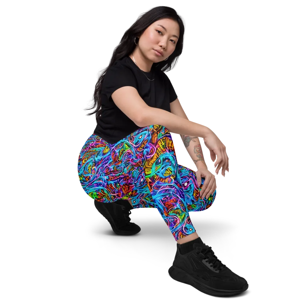 Synthetic Ocean on Leggings with Pockets — Right Front