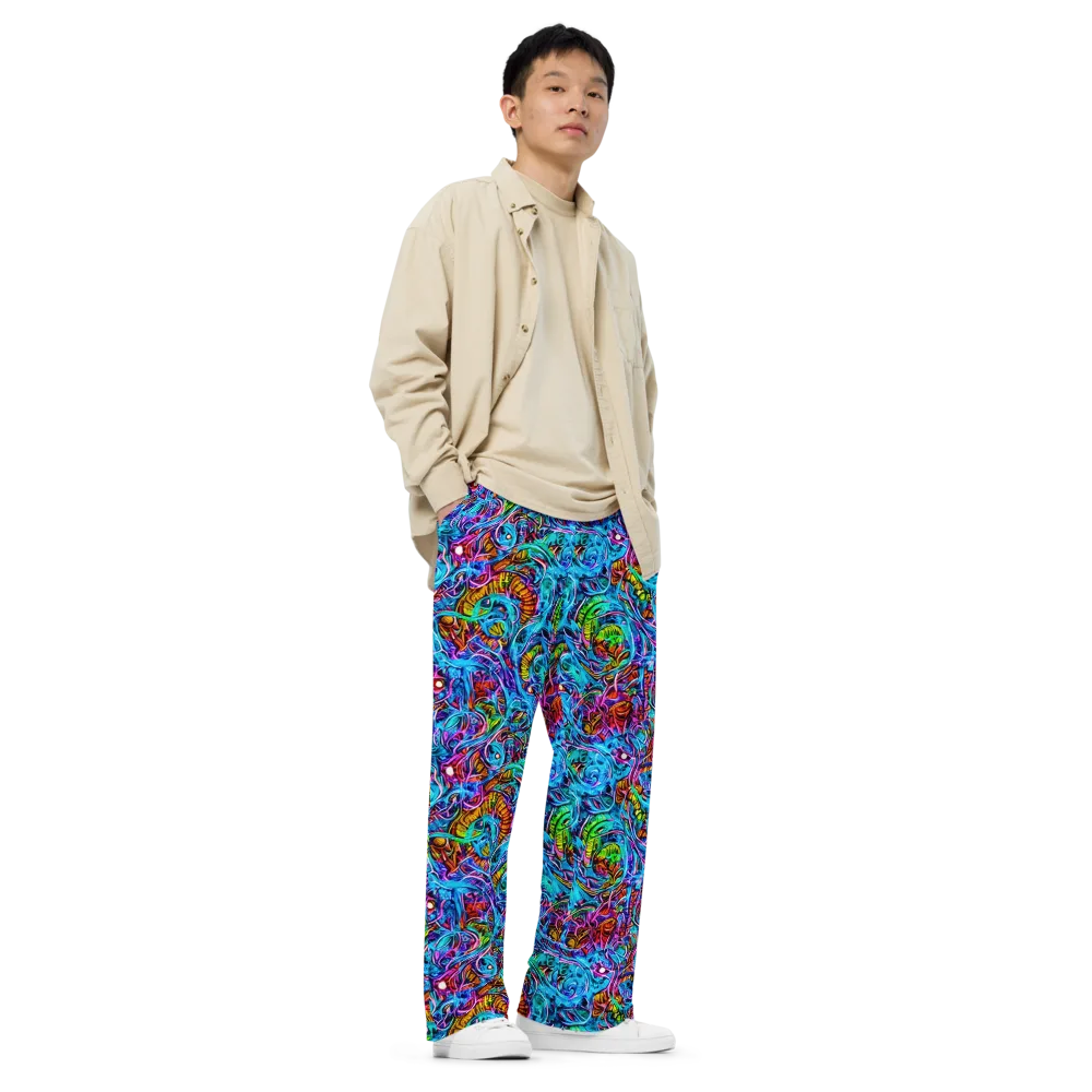 Synthetic Ocean on Wide-Leg Pants — Right Front