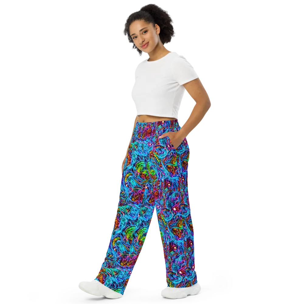 Synthetic Ocean on Wide-Leg Pants — Left Front
