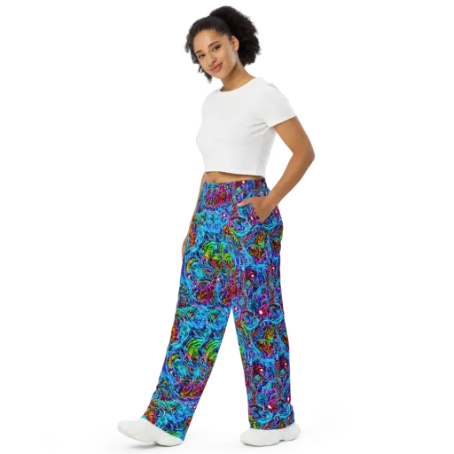 Synthetic Ocean on a Wide-Leg Pants