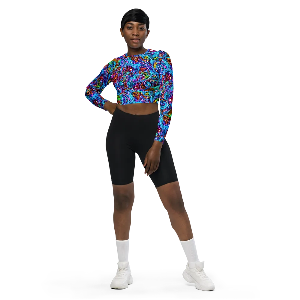 Synthetic Ocean on Long Sleeve Crop Top — Front