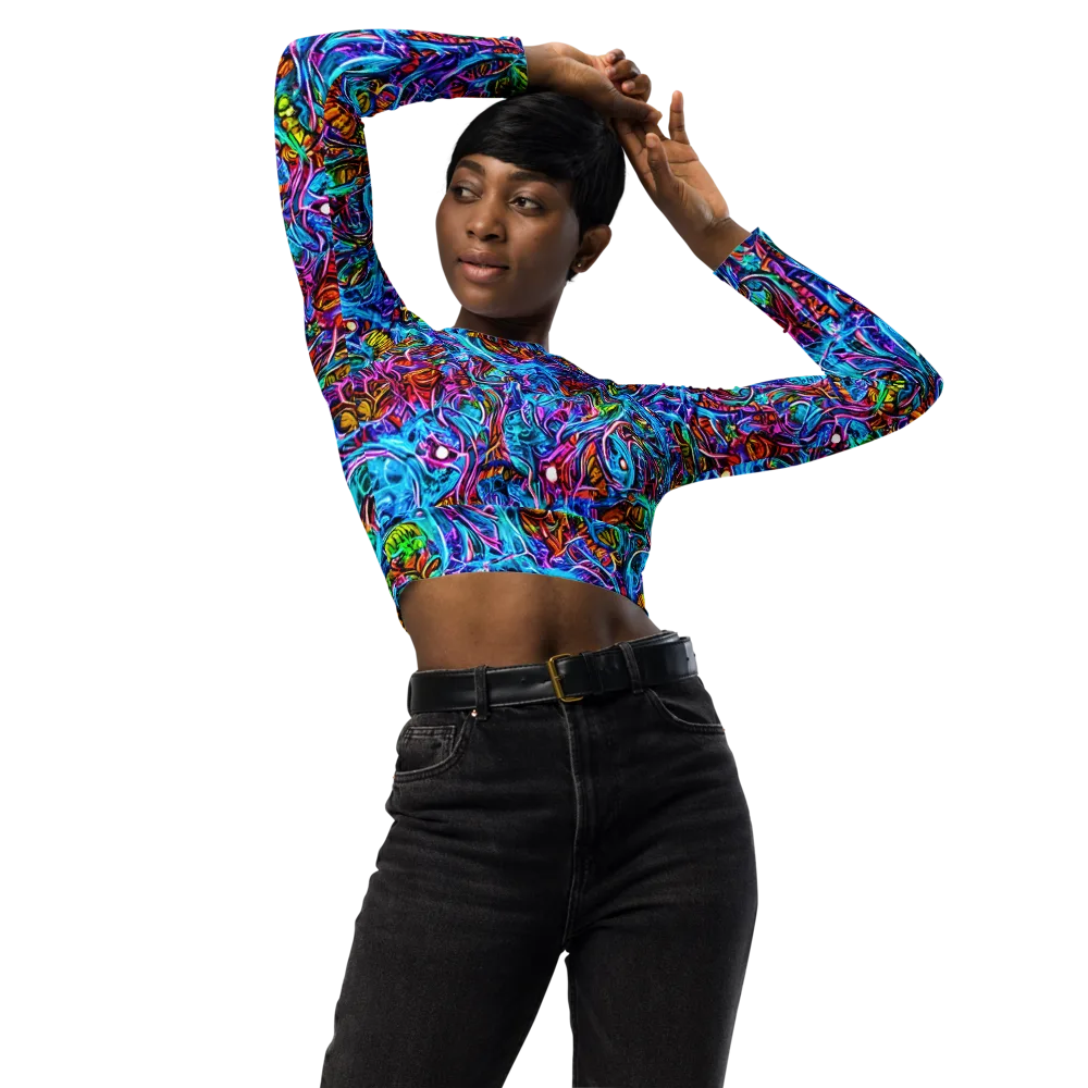 Synthetic Ocean on Long Sleeve Crop Top — Front