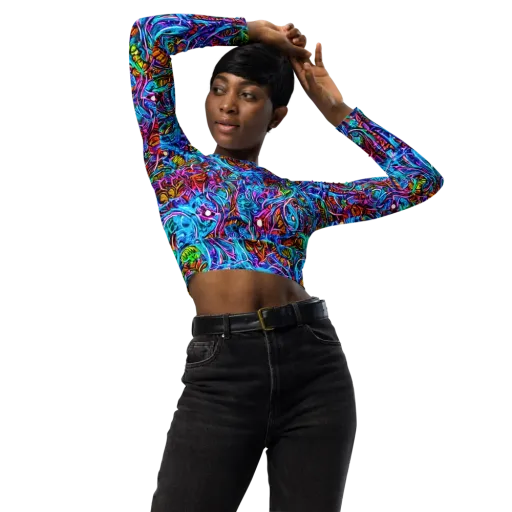 Synthetic Ocean on a Long Sleeve Crop Top