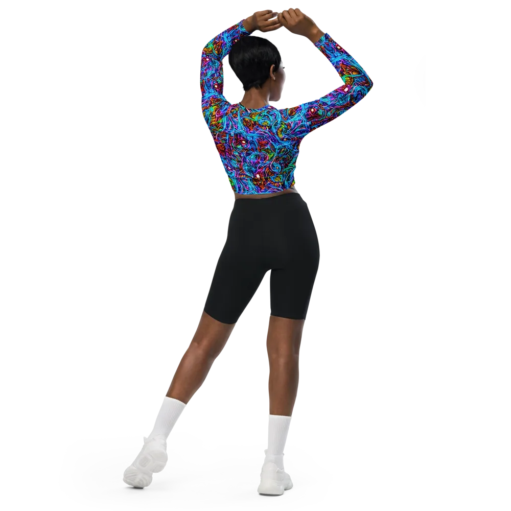 Synthetic Ocean on Long Sleeve Crop Top — Back
