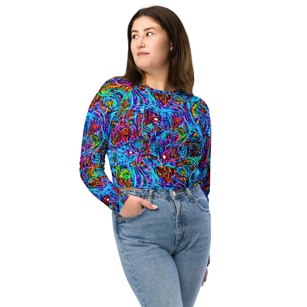 Synthetic Ocean on Long Sleeve Crop Top — Front