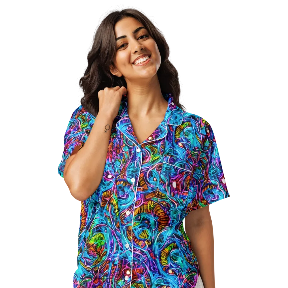 Synthetic Ocean on Women's Short Sleeve Pajama Top — Front