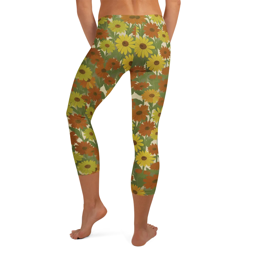 Saffron Bloom on Capri Leggings — Back