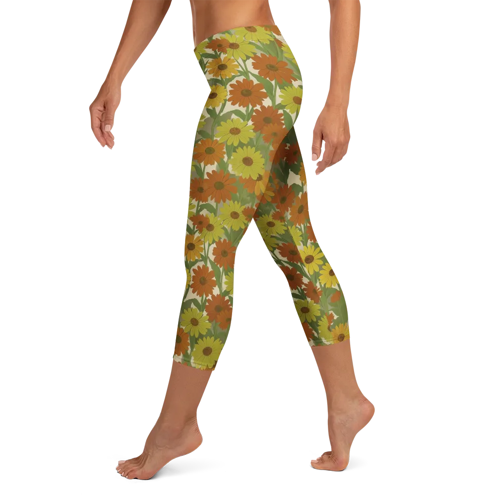 Saffron Bloom on Capri Leggings — Left
