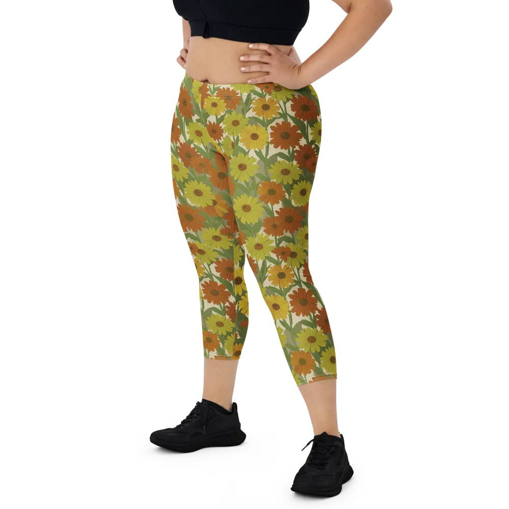 Saffron Bloom on Capri Leggings — Front