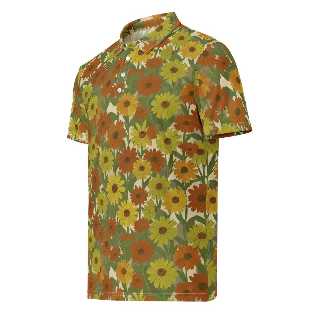 Saffron Bloom on Men's Slim Fit Polo Shirt — Left Front
