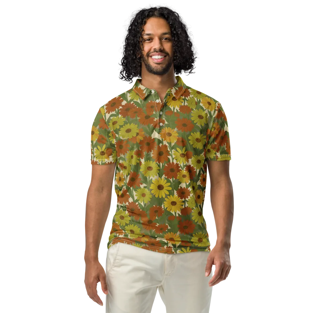 Saffron Bloom on Men's Slim Fit Polo Shirt — Front