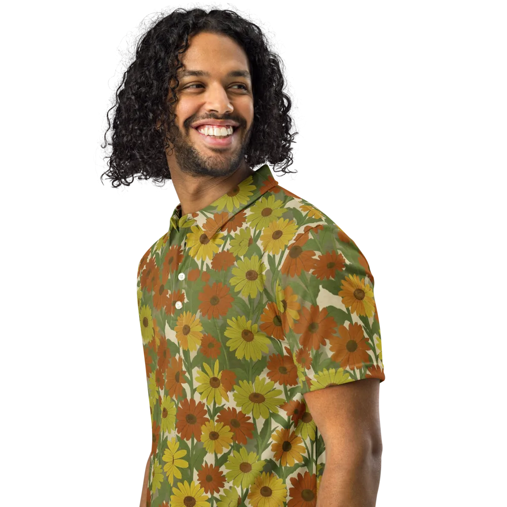 Saffron Bloom on Men's Slim Fit Polo Shirt — Left Front