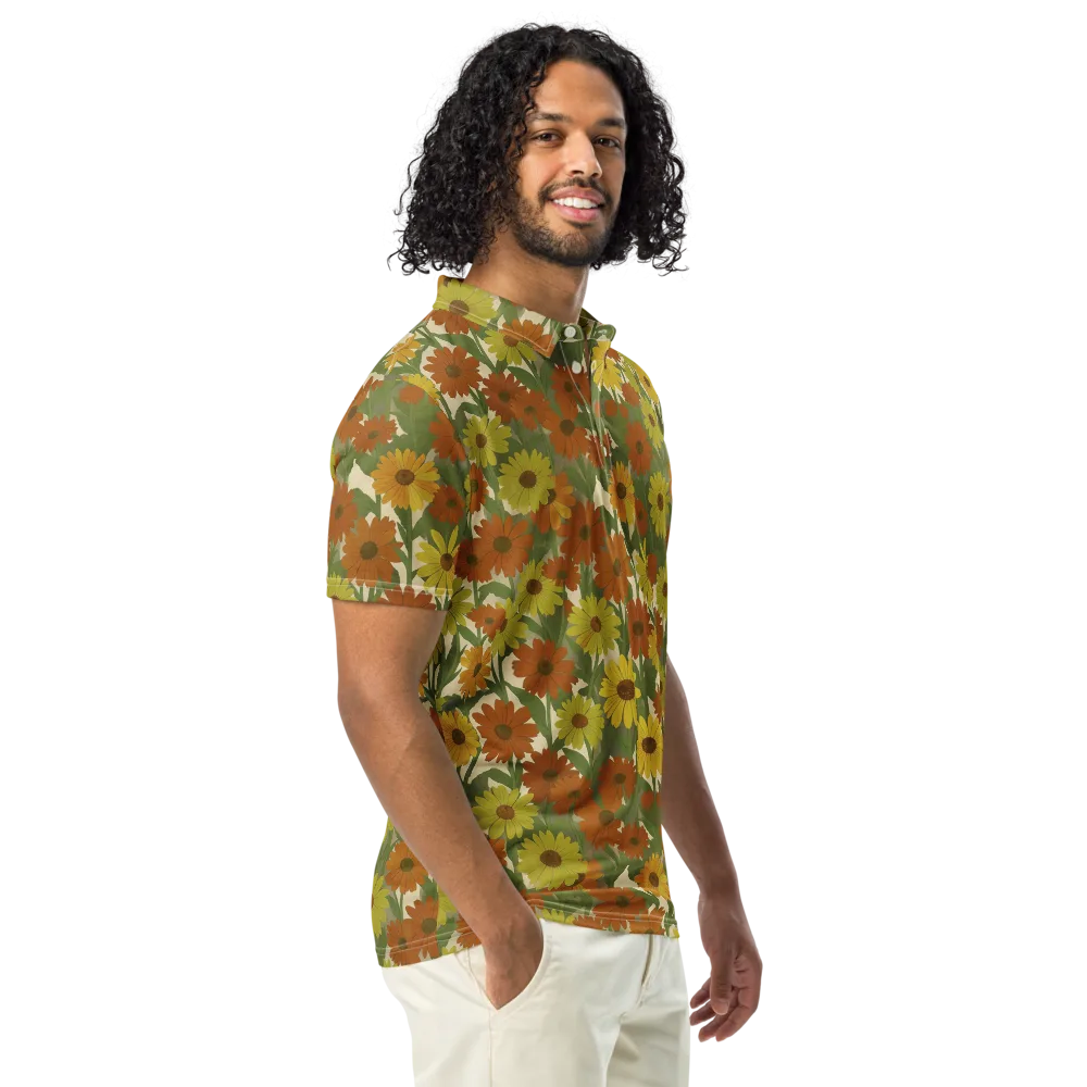 Saffron Bloom on Men's Slim Fit Polo Shirt — Right Front